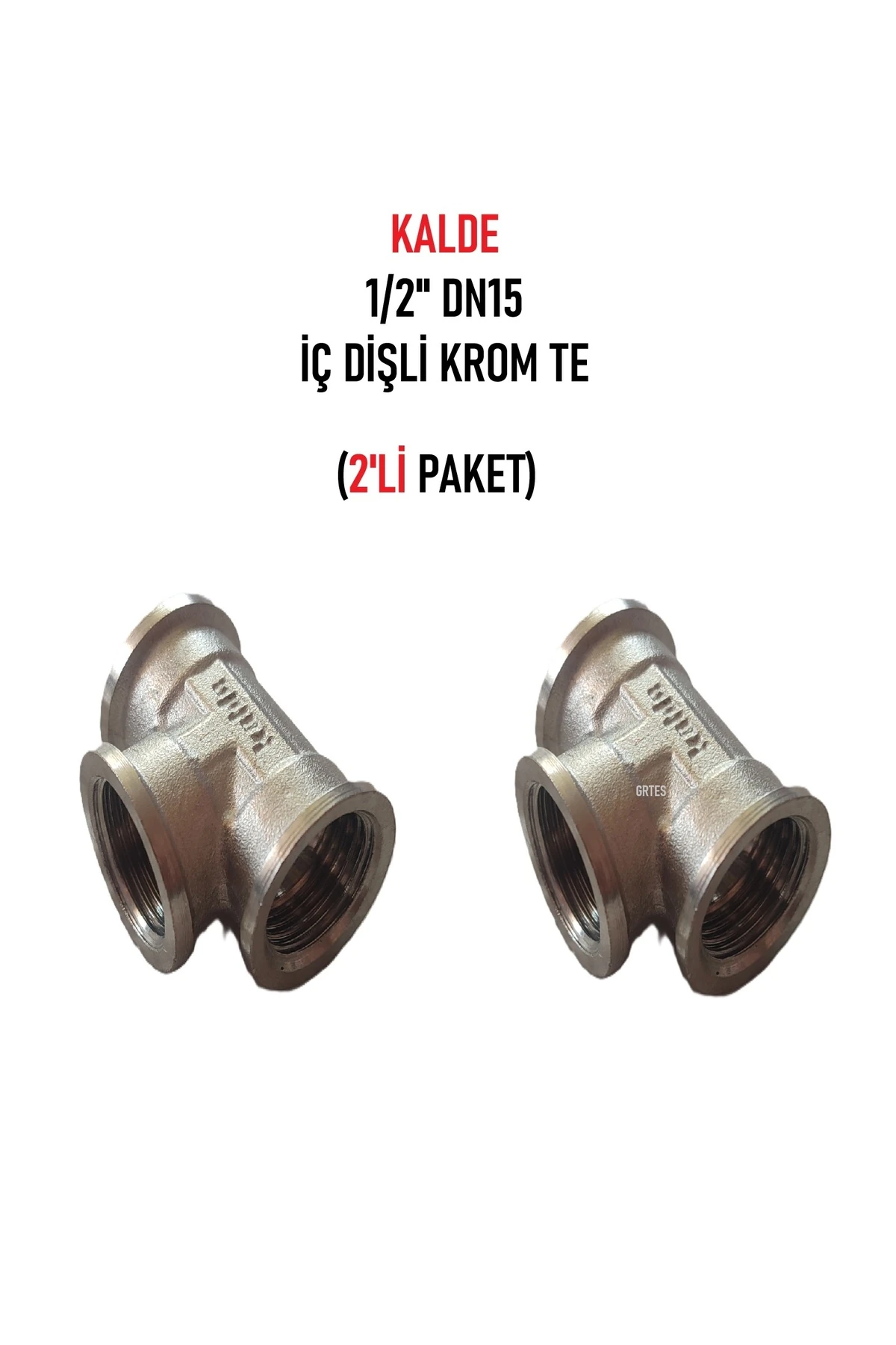 (2'li Paket) 1/2" Dn15 İç Dişli Sarı/Krom TE (Dişi) - Chrome Tee