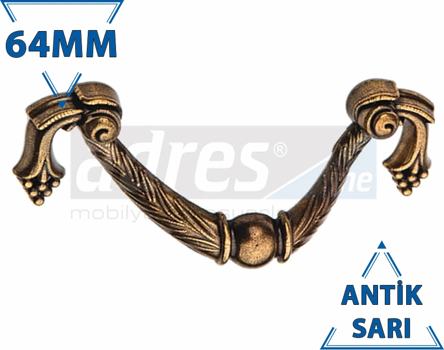 Üzümlü Kulp 8'li 64mm Antik Sarı