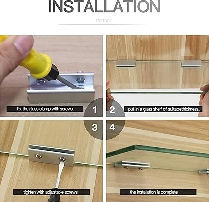 12 Adet Cam Zemin Taşıyıcı, 6-8 mm Raf Tutucu, Cam Tutucu Krom, Alüminyum Alaşım Cam Kelepçe Dikdörtgen 6-8 Mm, Cam ve Ahşap Zeminler Için Sağlam Raf Taşıyıcı