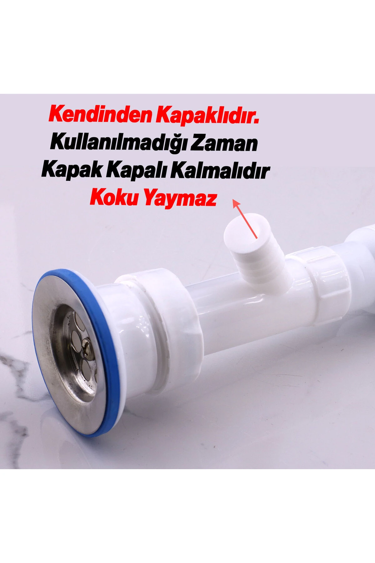 Lavabo Sifonu Çift Çıkışlı Körüklü Hortum Çamaşır ve Bulaşık Makinesi Uyumlu Süzgeç Koku Yapmaz