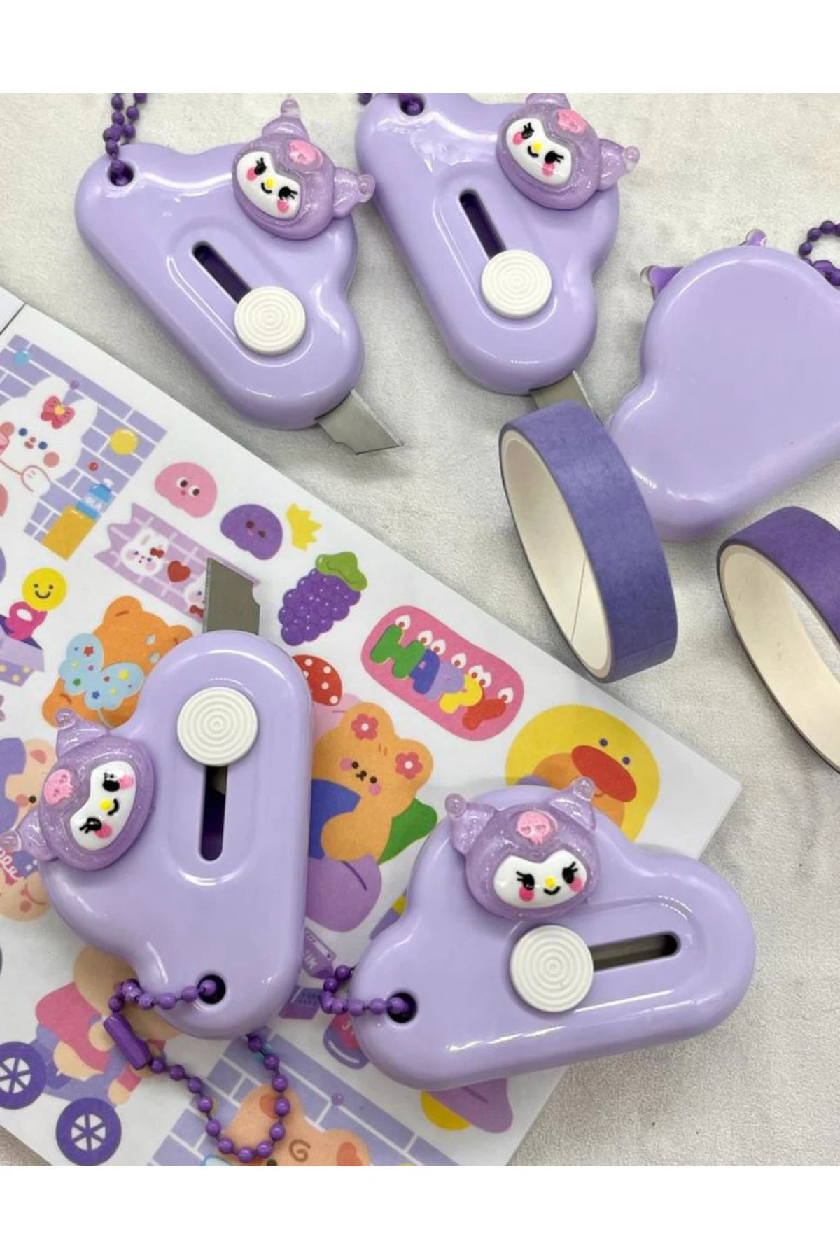 Sanrio Kuromi Karakterli Mor Mini Maket Bıçağı / Sanat Bıçağı / Bullet Journal / Scrapbook/Falçata