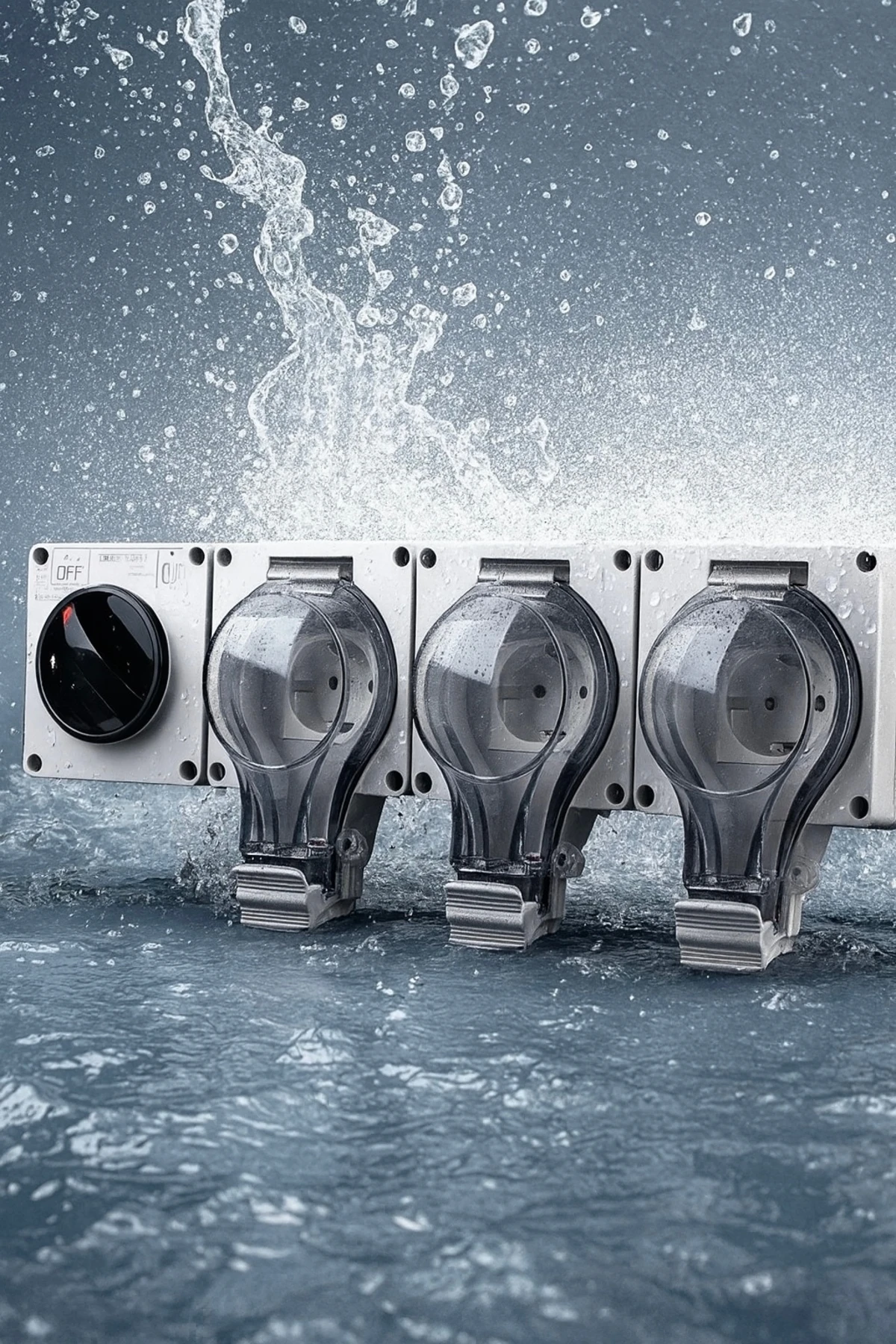 Su geçirmez Tek şalterli 3'lü priz (IP 66)