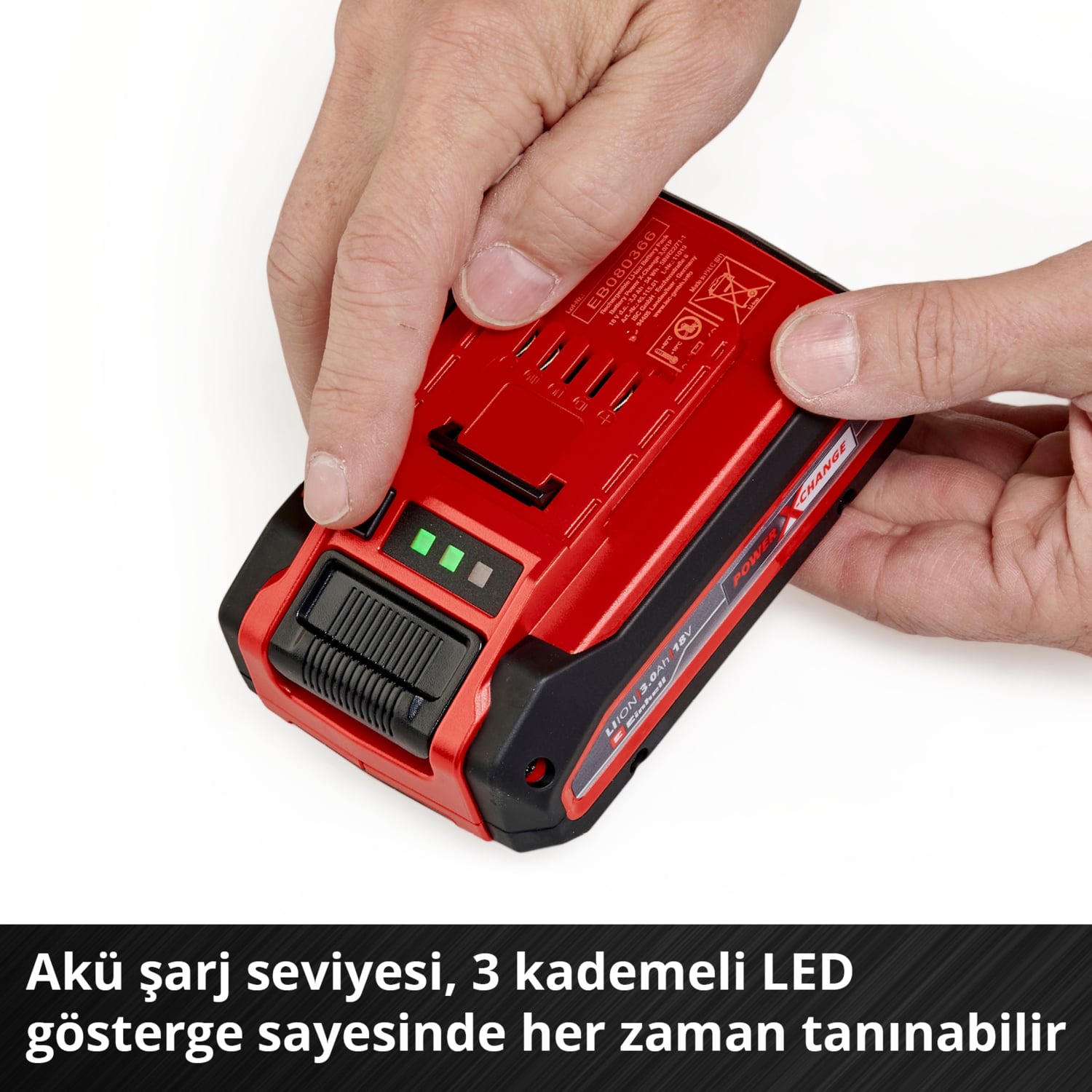 EİNHELL 18 V 3.0 Ah Power X-Change Plus (18 V Akü, Tüm PXC cihazları için evrensel,kendi kendine deşarj olmaz, 3 aşamalı LED şarj seviyesi kontrolü, özel şarj döngüleri, şarj dahil değil) - 4511501