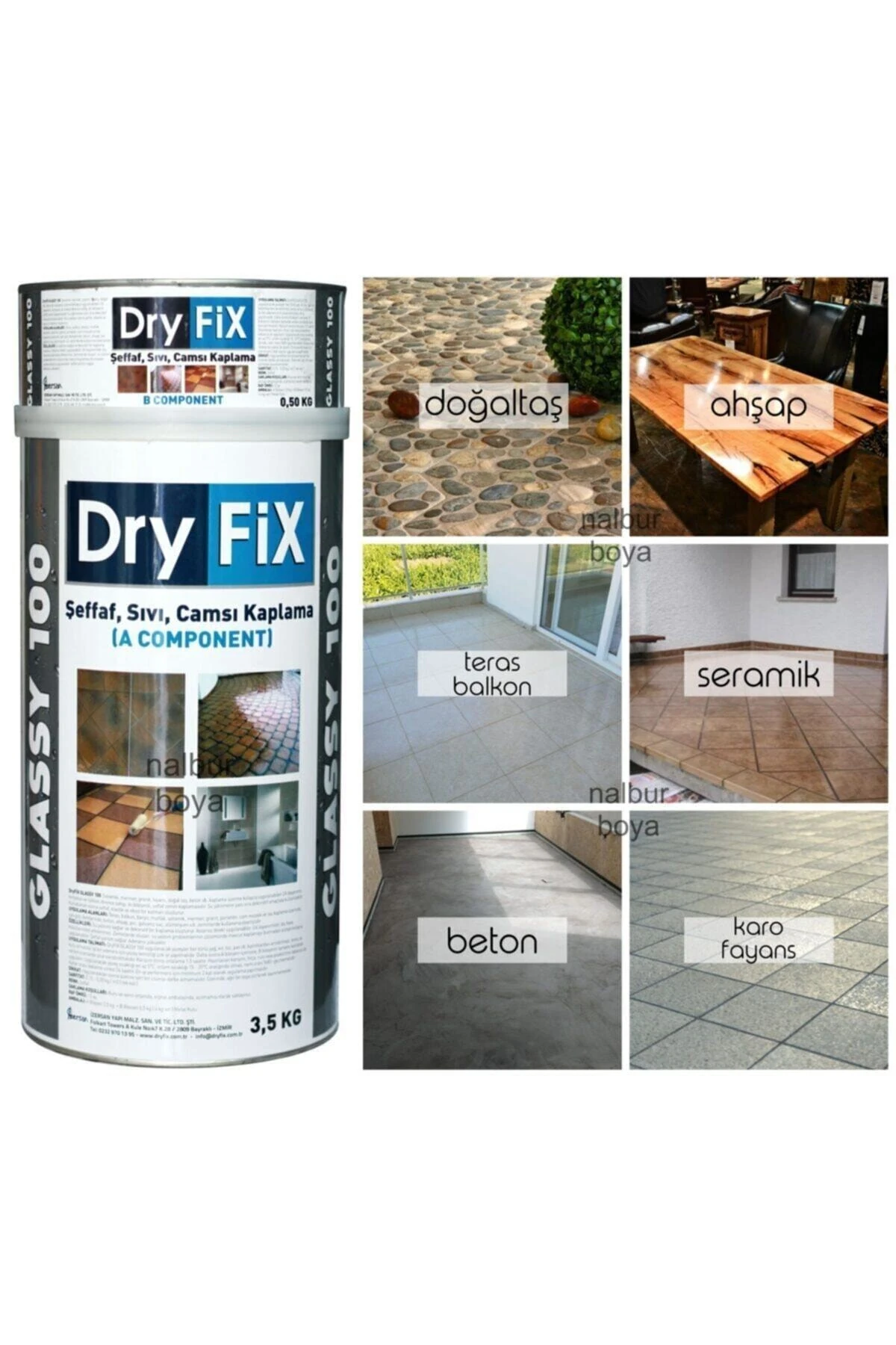 Dryfıx Fayans Boyası Beyaz 2kg+sıvı Cam 2kg-hem Boyama Hem Koruma-fayanslarınızı Boyayın Ve Koruyun