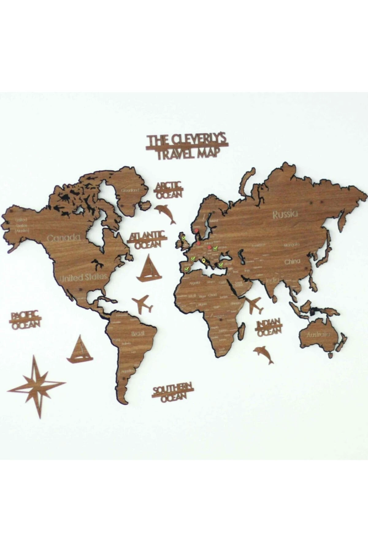 2 Boyutlu Metal Üzeri Ahşap Dünya Haritası, Ahşap Duvar Haritası, Gerçek Dünya Haritası,ahşap Harita