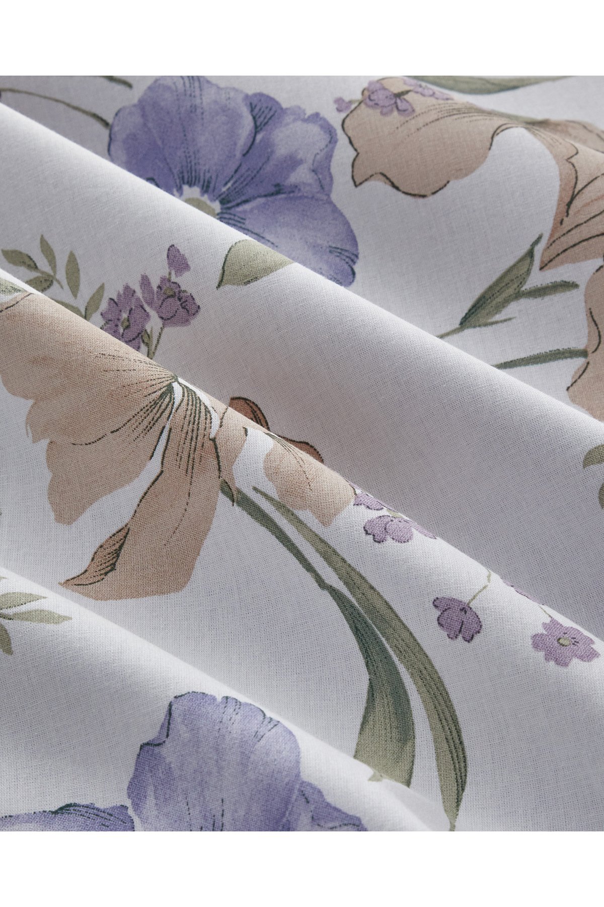 Rustic Blossom Pamuk Çift Kişilik Nevresim Takımı 200x220 cm Lila - Bej