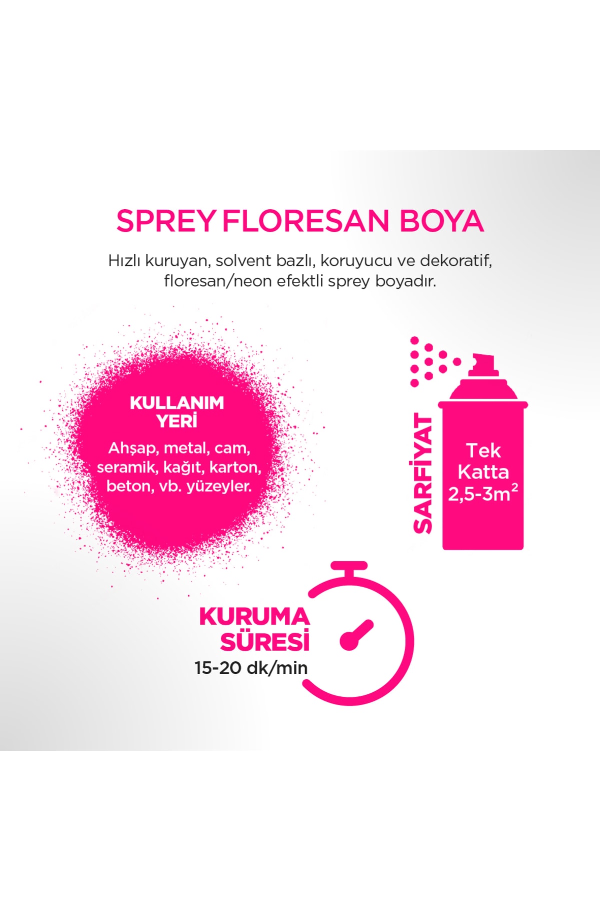 Floresan Pembe Sprey Boya 400 Ml