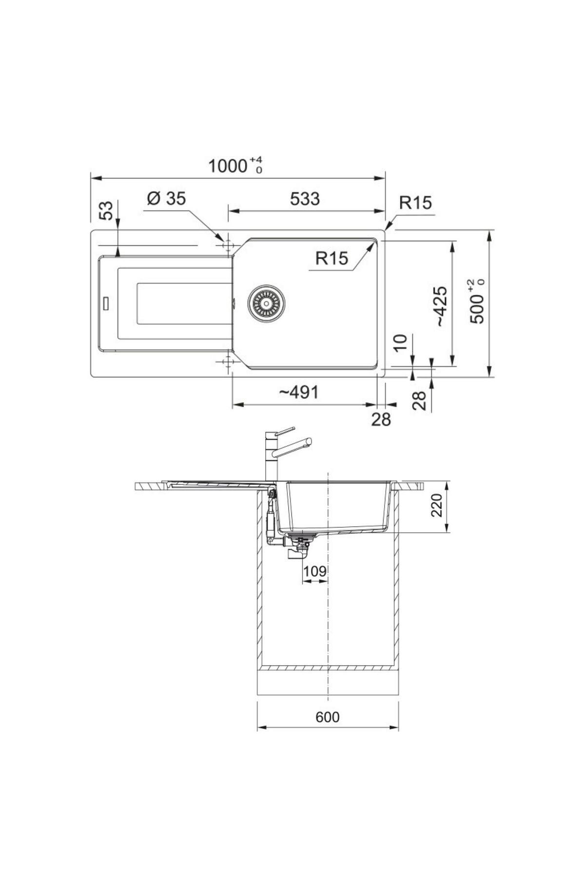 Urban UBG 611-100 Stone Grey Granit Eviye-Active Plus Doccia 2.0 Batarya Seti