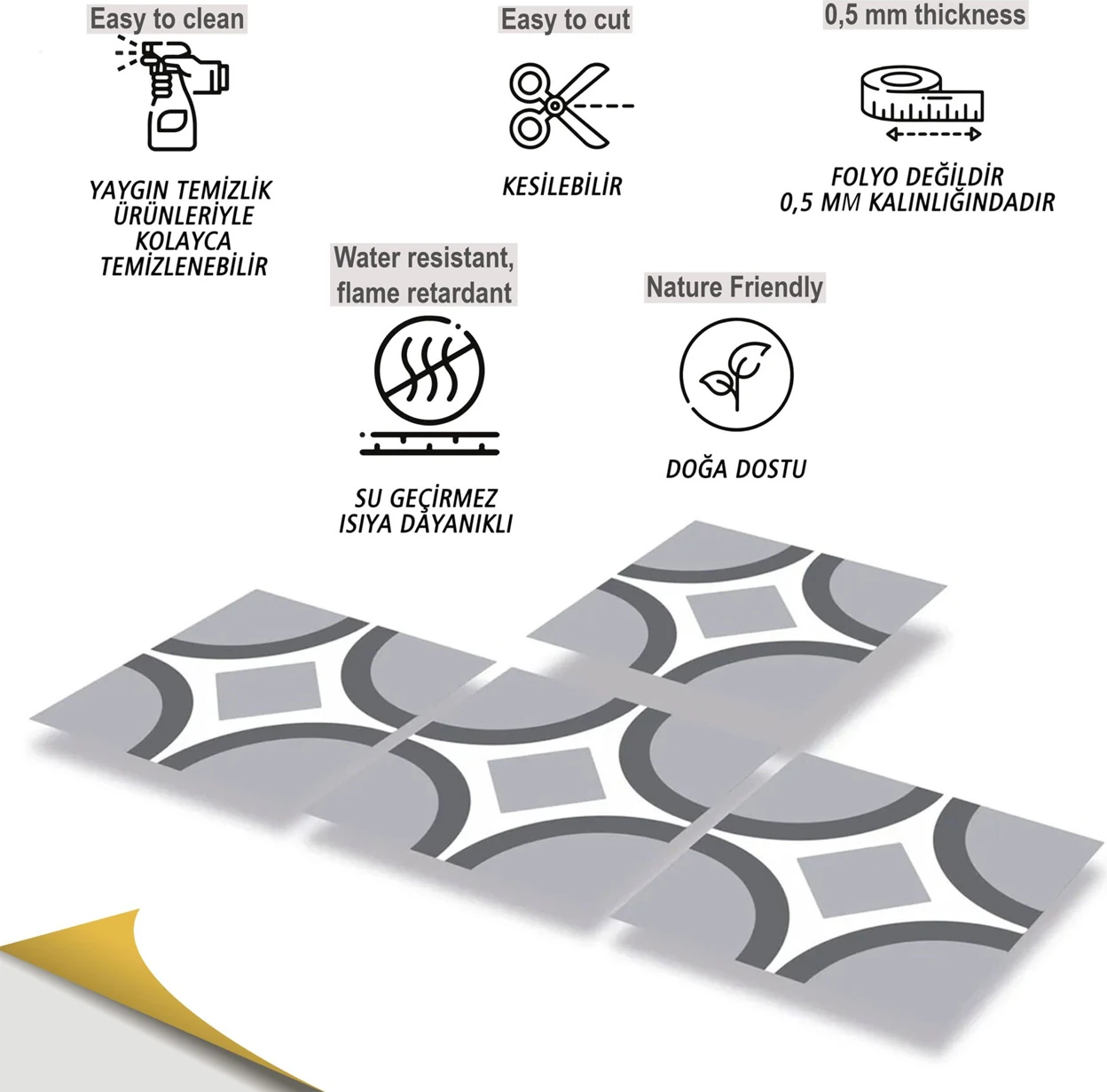 Kendinden Yapışkanlı Geometrik 08 Desenli Pvc Karo 30X30 cm (33 Adet) 3m2