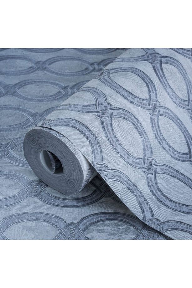 Seven 7808-2 Oval Geometrik Desenli Gri Duvar Kağıdı 16,50 M2