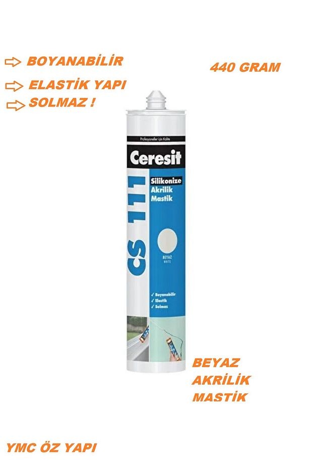 CS 111 BEYAZ MASTİK  SİLİKON ( BOYANABİLİR, ELASTİK, SOLMAZ) 440 GR. HENKEL