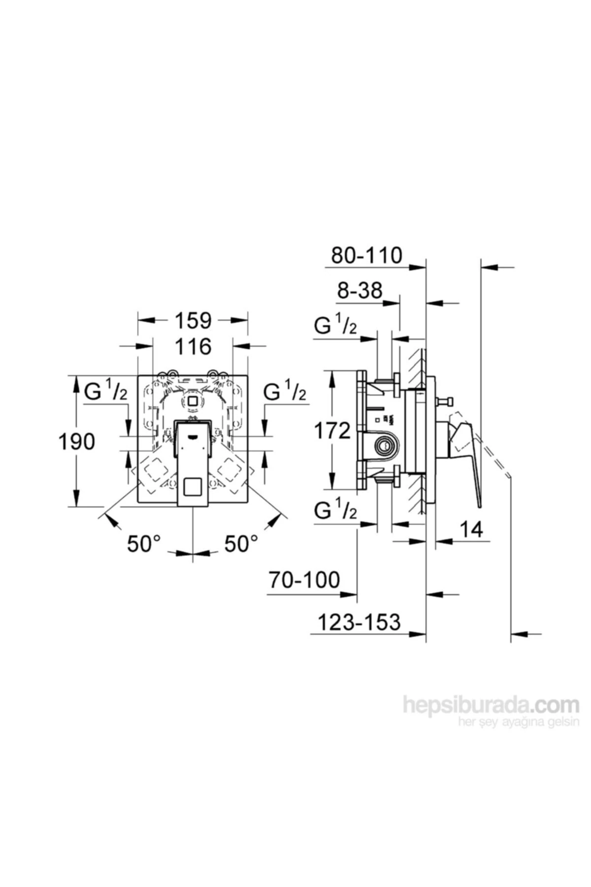 Eurocube Ankastre Banyo/duş Bataryası 19896000