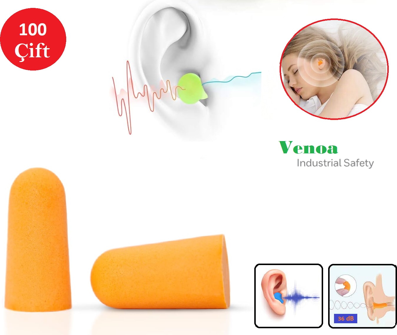 VSF100 Gürültü Ses Önleyici Kulak Tıkacı 100 Çift