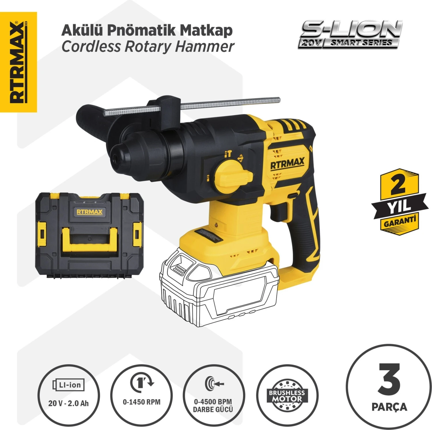 RTS5040B Şarjlı Sds Plus Kırıcı ve Delici Kömürsüz 1.8Jul 26mm - Akü Hariç