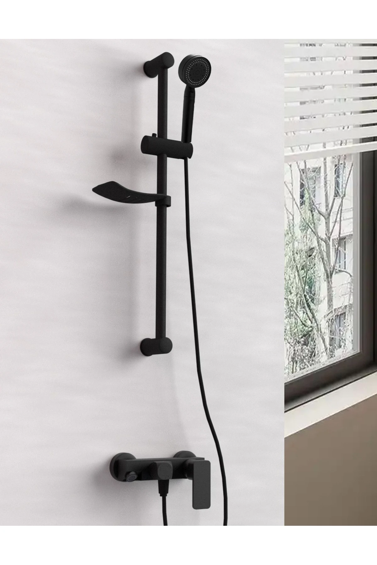 Siyah Banyo Bataryası Ve Siyah Sürgülü Duş Seti - 270b