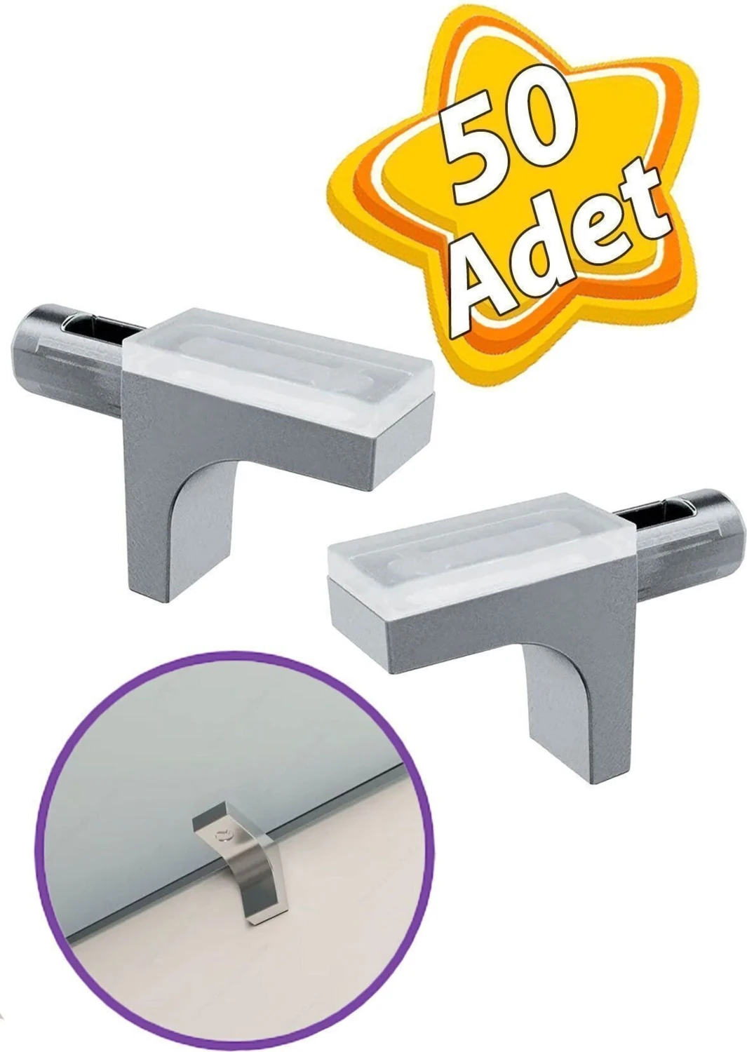 Raf Pimi Düz Vantuzlu Cam Ahşap Metal Raf Tutucu Çivisi Mobilya Dolap Pimi (50 Adet) Raf Pimleri Bor