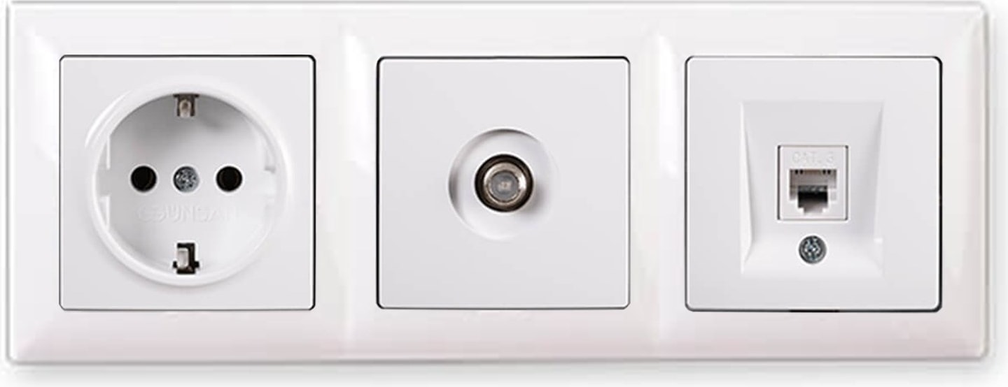 Visage Beyaz 3'lü Set Topraklı Priz, F Konnektör ve Nümeris Cat3 Telefon Priz Set