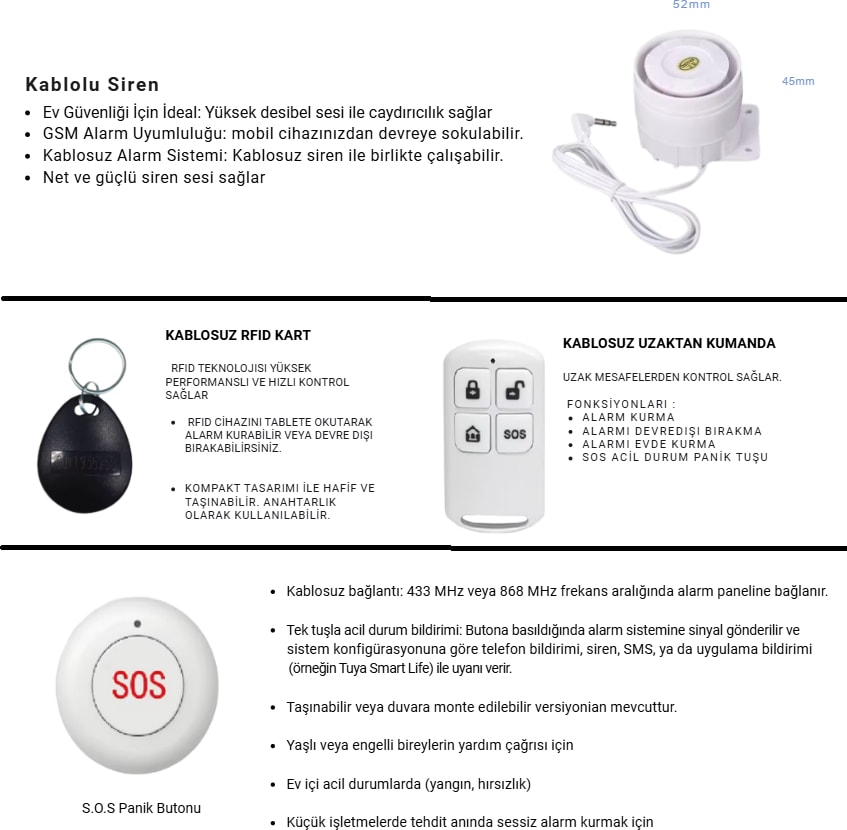 Pgst 4g Sim Kart Destekli Akıllı Ev Güvenlik Alarm Sistemi +  Iç ve Dış Mekân Ptz Hd Kamera