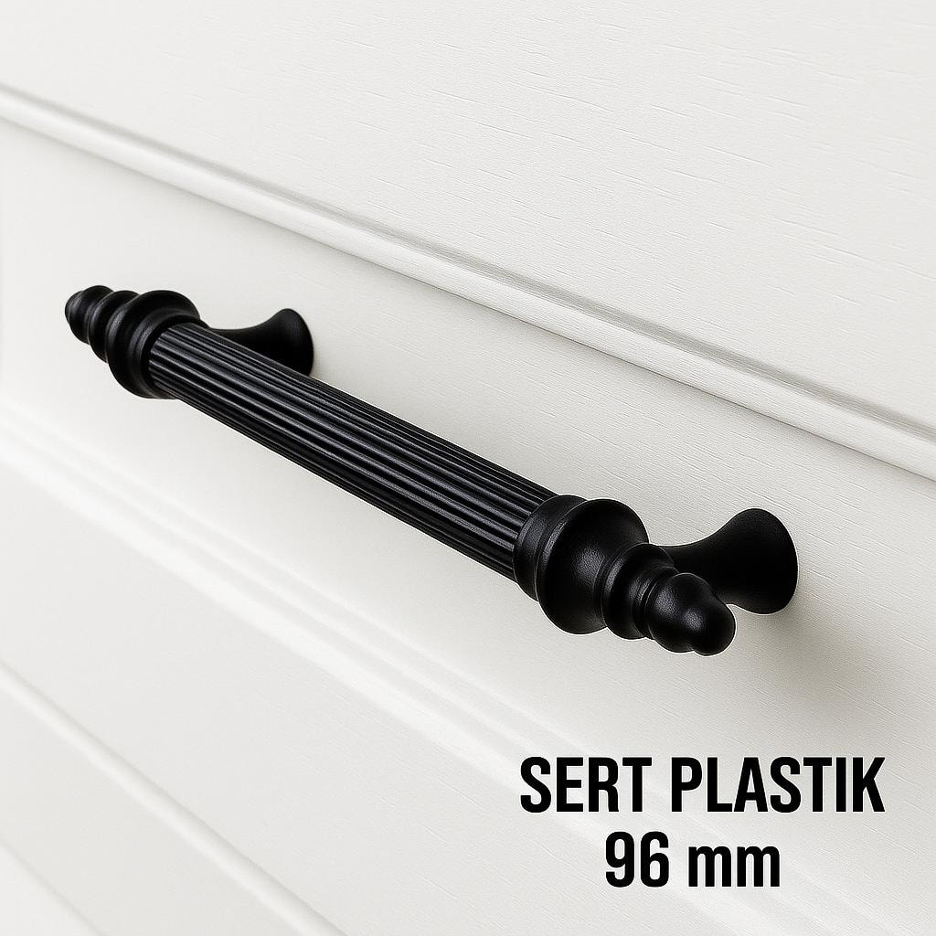 Sert Plastik 96 mm Siyah Mobilya Mutfak Dolabı Komidin Tv Ünütesi Kulpları 10 Adet