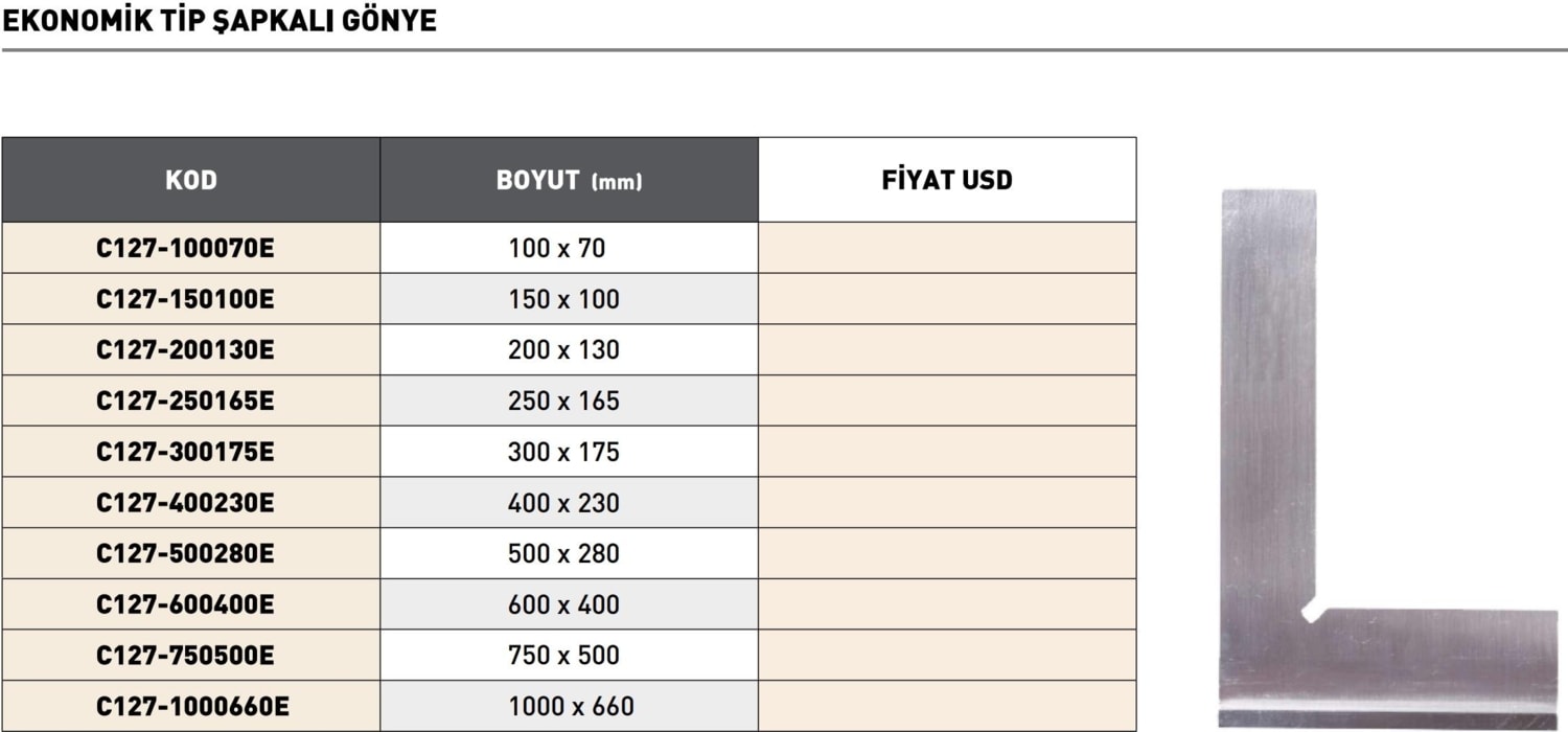 1000X 660MM Pld Ekonomik Tip Şapkalı Gönye