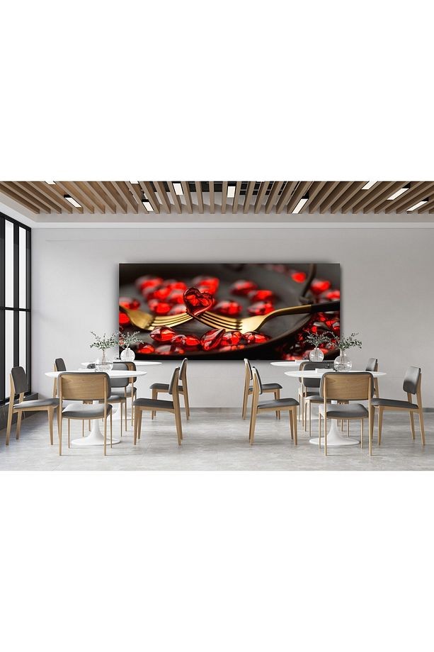 Çatal Kalp Cam Tablo, Restoran Tablo, Mutfak Tablo,duvar Dekor, Büyük Tablo, Cam Duvar Tablo