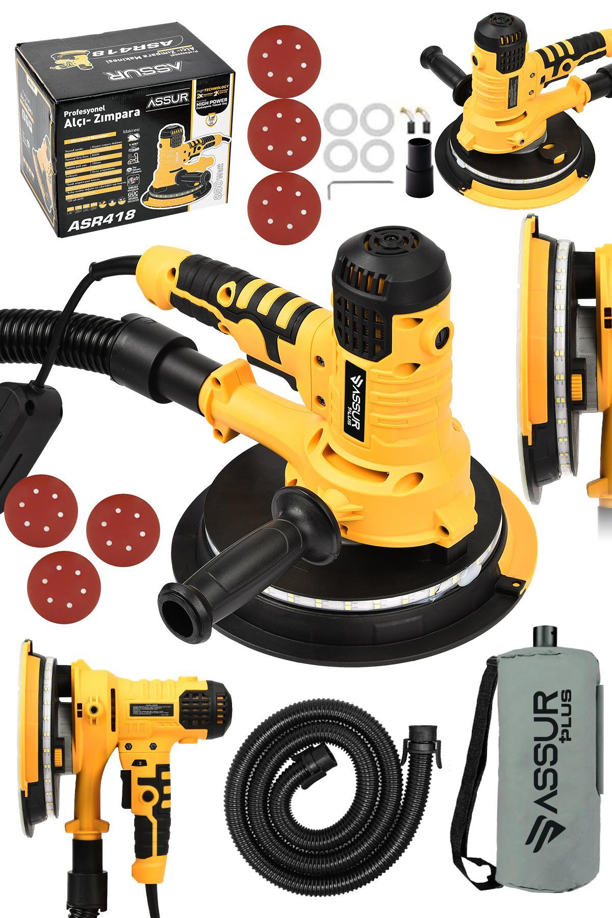 360 ledli 850w Pro Alçıpan Zımpara Makinası Toz Emmeli