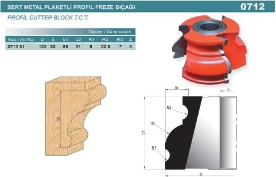 DEWALT Profil Freze Bıçağı 0712-01 130X68X30 Z3