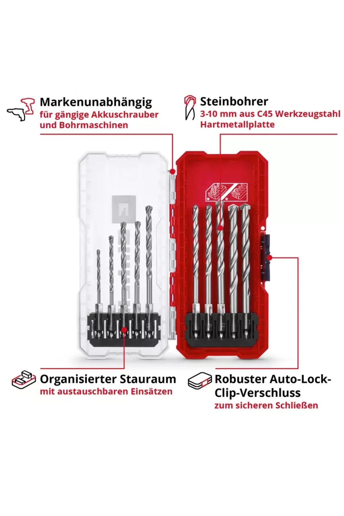 S-CASE 10 parçalı duvar matkap ucu seti