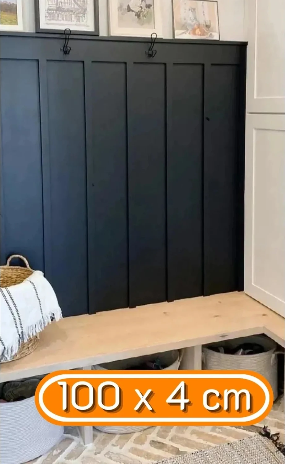 Iskandinav Duvar Çıtası 5 Adet 100 cm x 4 cm Dekoratif Duvar Çıtası Boyanabilir