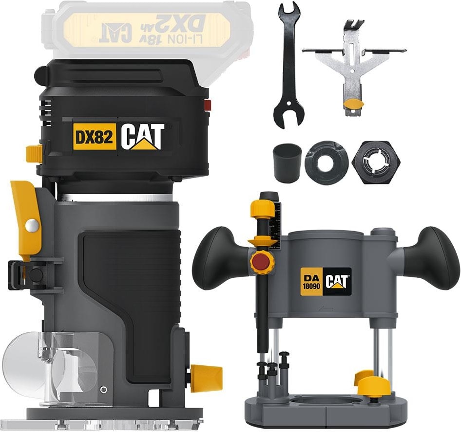 CAT DX82B.3 18VOLT Şarjlı Kömürsüz 6mm Devir Ayarlı Profesyonel Avuç Içi El Frezesi Formika Tıraşlama (Akü Dahil Değildir)