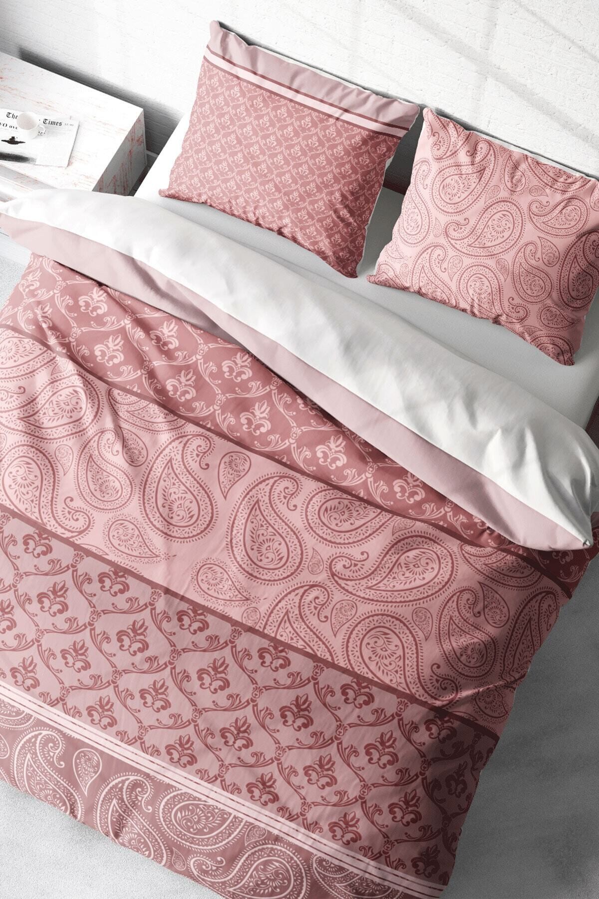 Kıng Sıze Pink Simurg 3d Pamuk Saten Çift Kişilik Nevresim Takımı 220x240cm