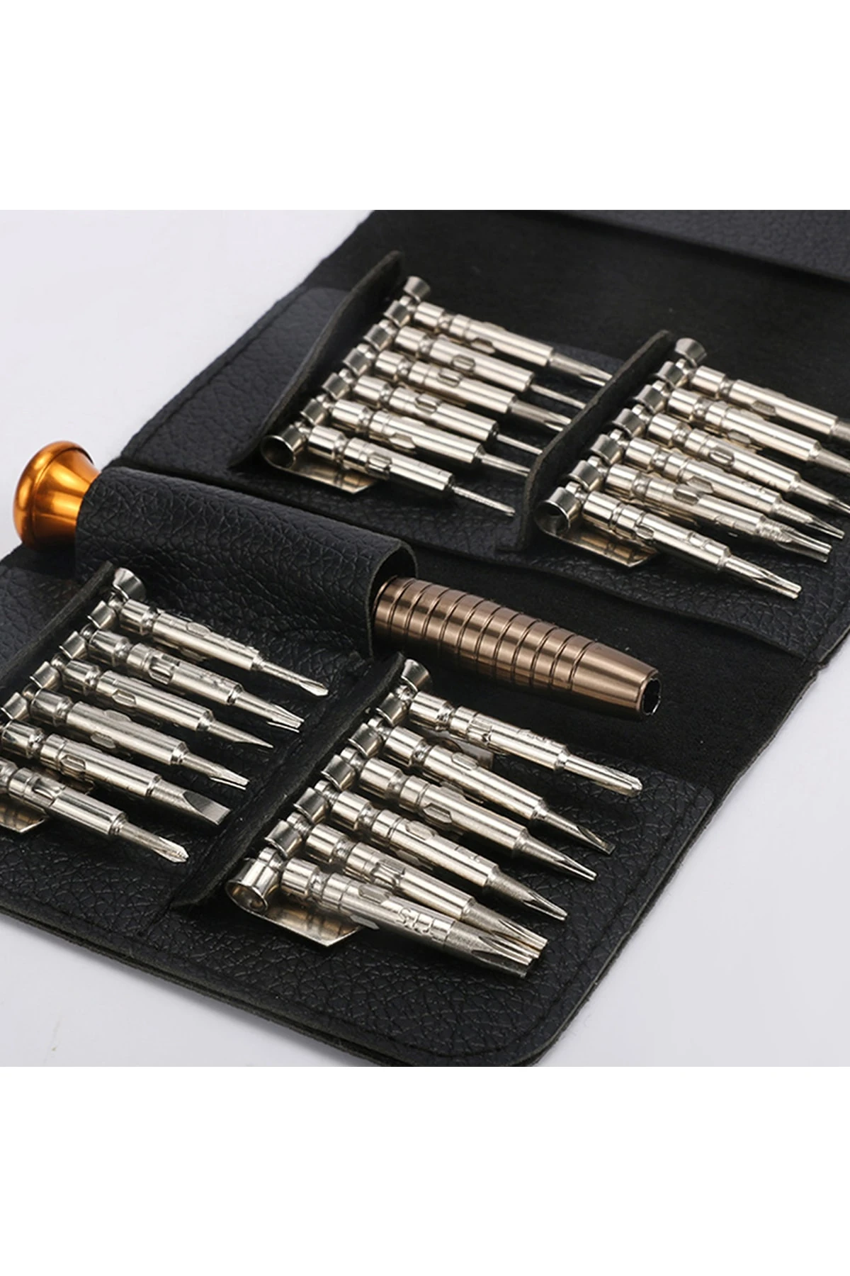 25 Parça Deri Cüzdanlı Tornavida Set Elektronik Saat Bilgisayar Tamir Tornavidası Seti