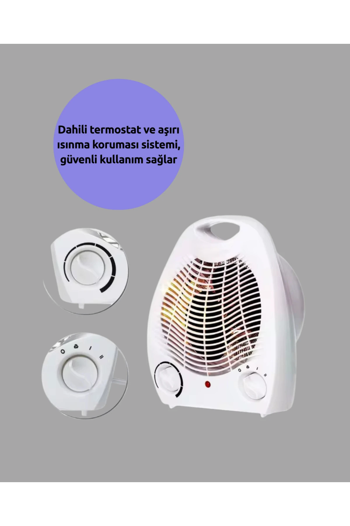 Mini Elektrikli Isıtıcı 2000W – Termostatlı Fanlı Isıtma, Taşınabilir Tasarım