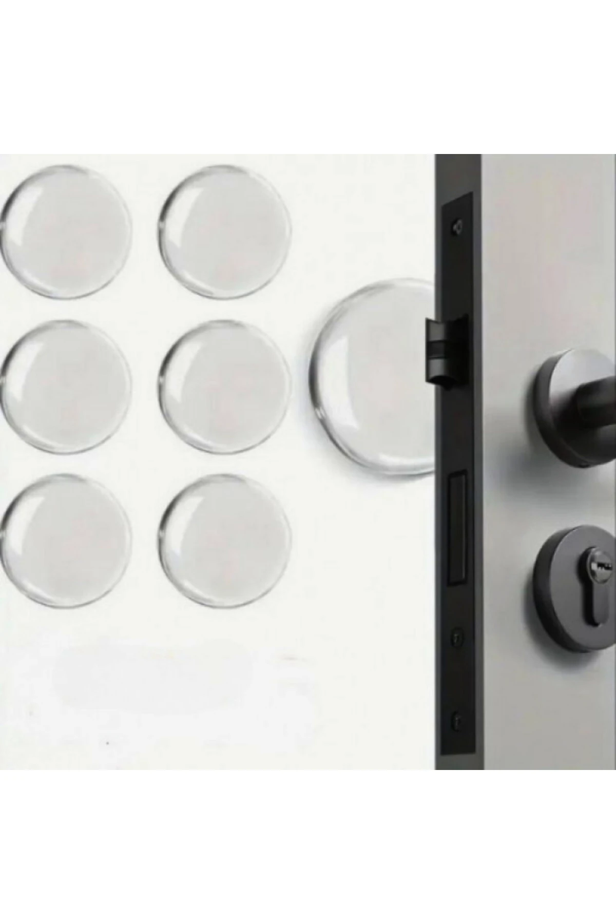 6 Adet Şeffaf Silikon Kapı Kolu Mobilya Koruma Çift Taraflı Yapışkanlı Stoper Duvar Koruyucu Seti