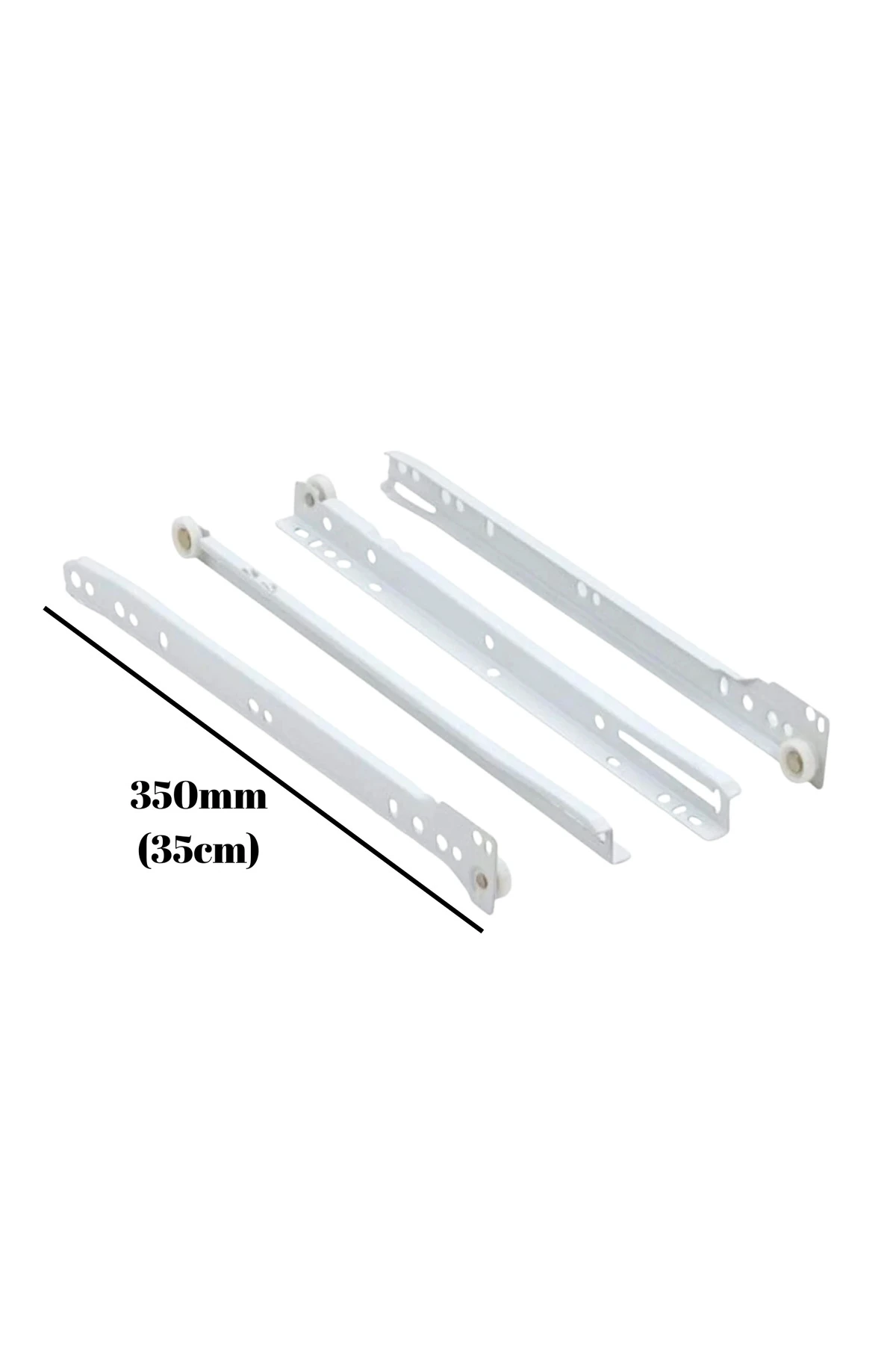 Beyaz Metal Çekmece Rayı Tekerlekli Mobilya Dolap Çekmece Rayı(BEYAZ)(35CM)(4 TAKIM)(METAL)
