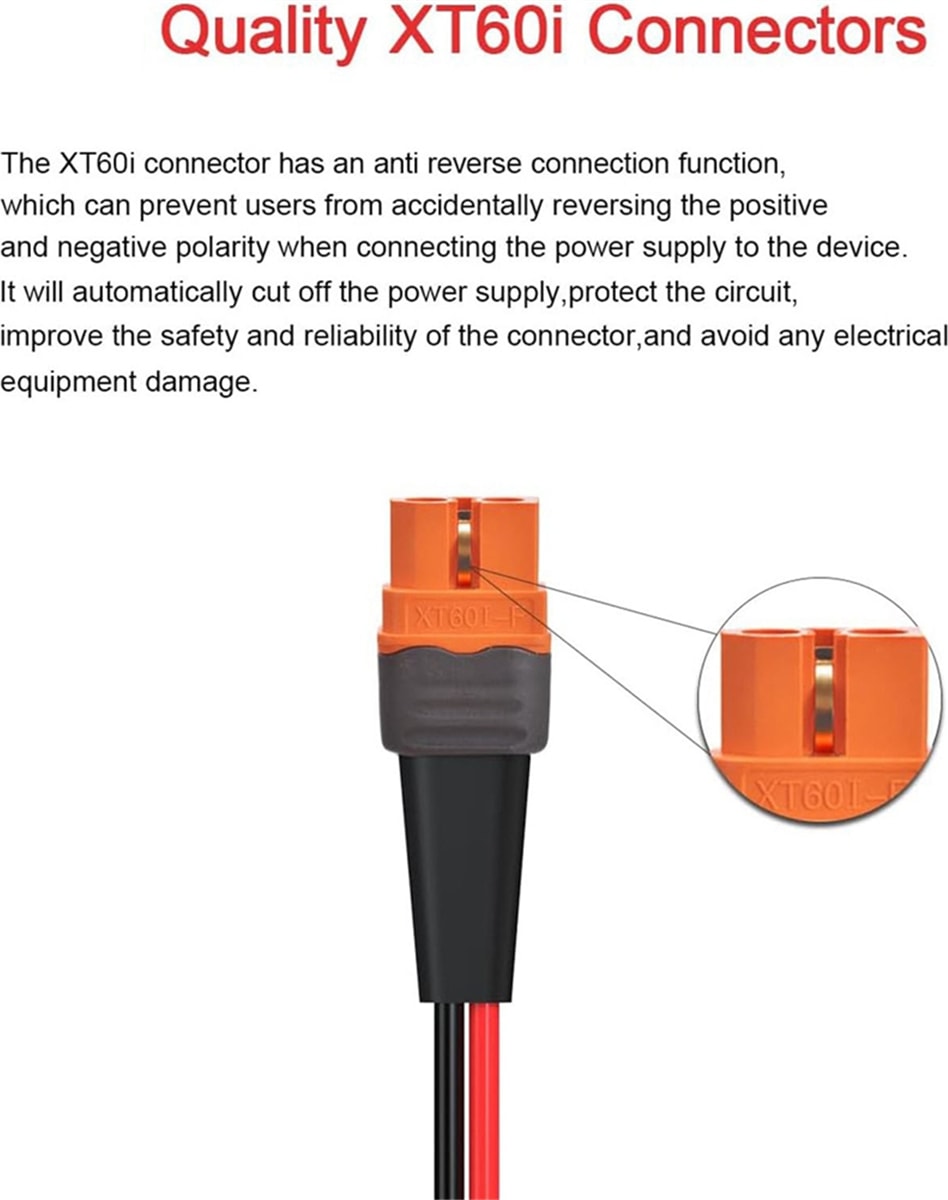 12AWG XT60I Dişi - O-Ring Konnektörü Kalaylı Telli, Rc Pil Güneş Taşınabilir Güç Istasyonu ve Güneş Paneli Için (Yurt Dışından)
