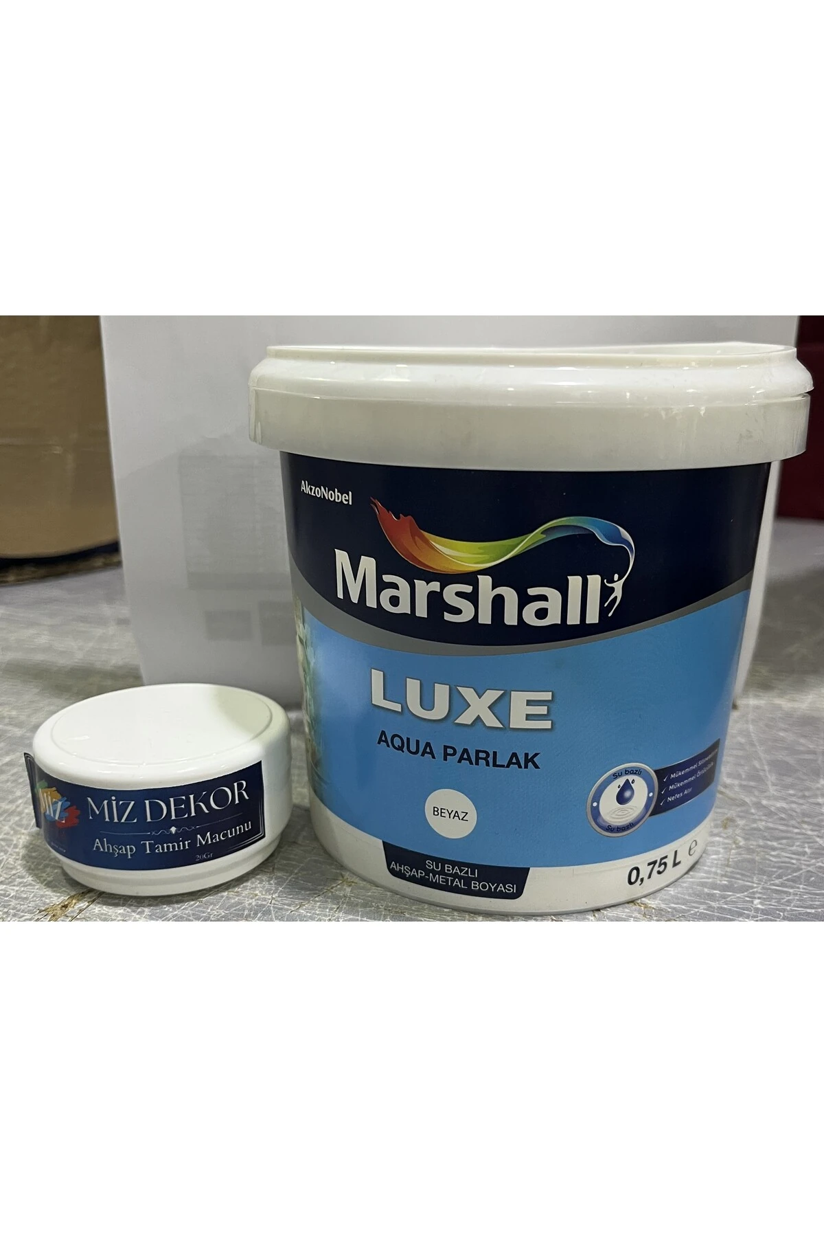 MUTFAK DOLAP FAYANS TEZGAH BOYAMA SETİ  TAMİR MACUN HEDİYELİ 0,75 lt  BEYAZ