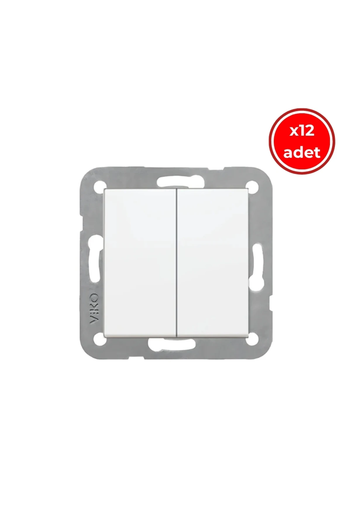 Karre Komütatör, 12 Adet, İkili Topraklı Anahtar Priz, Beyaz, Şık