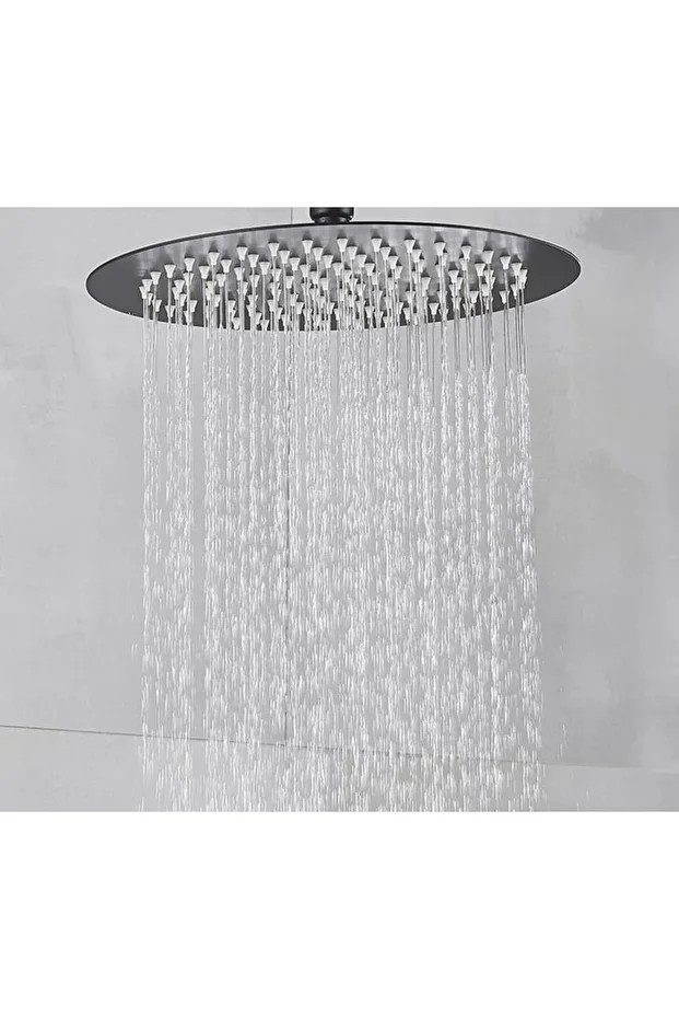 Tepe Duş Başlığı Oval Slim 304 Metal Ø25 Cm Siyah Ktd106-b