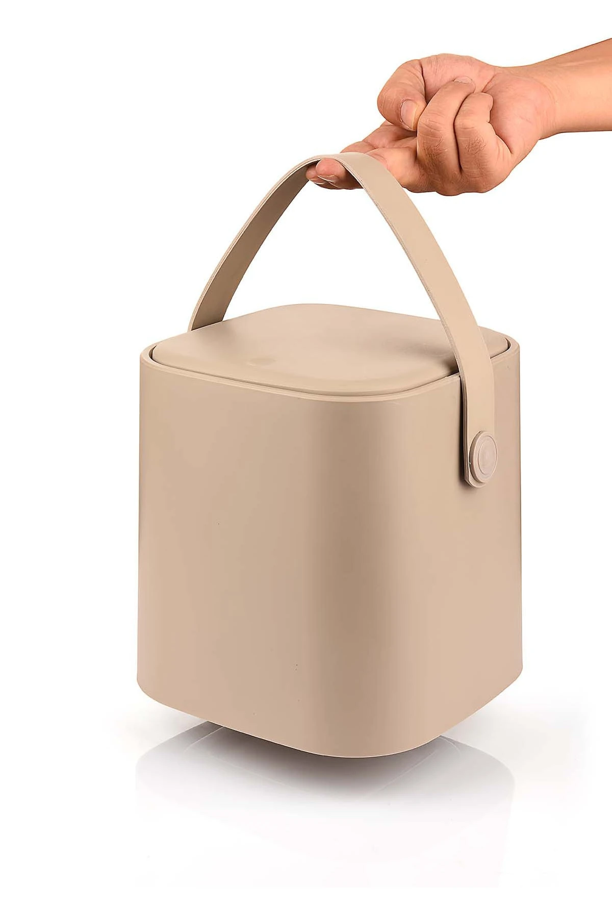 Tutma Saplı Iç Kovalı Tezgah Üst Mutfak Çöp Kovası 4 Lt - Beyaz