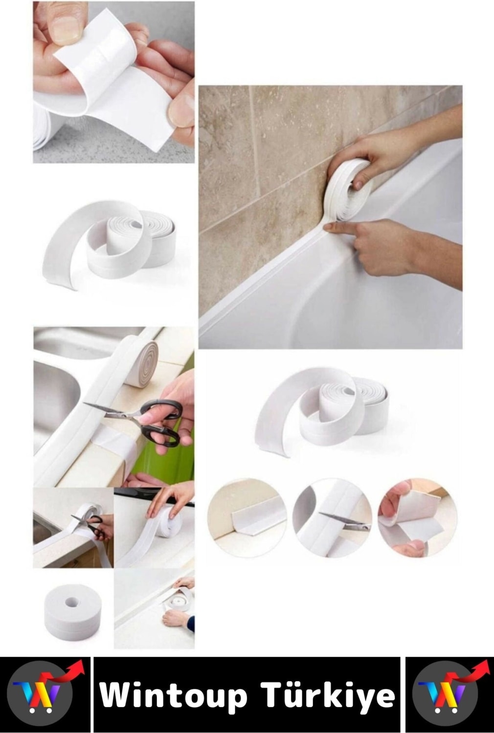 OZKUVVET Dayanıklı Lavabo Kenar Küvet Pvc Su Sızdırmaz Yağ Küf Kir Önleyici Yalıtım Bantı 3.2 Metre 2 Adet