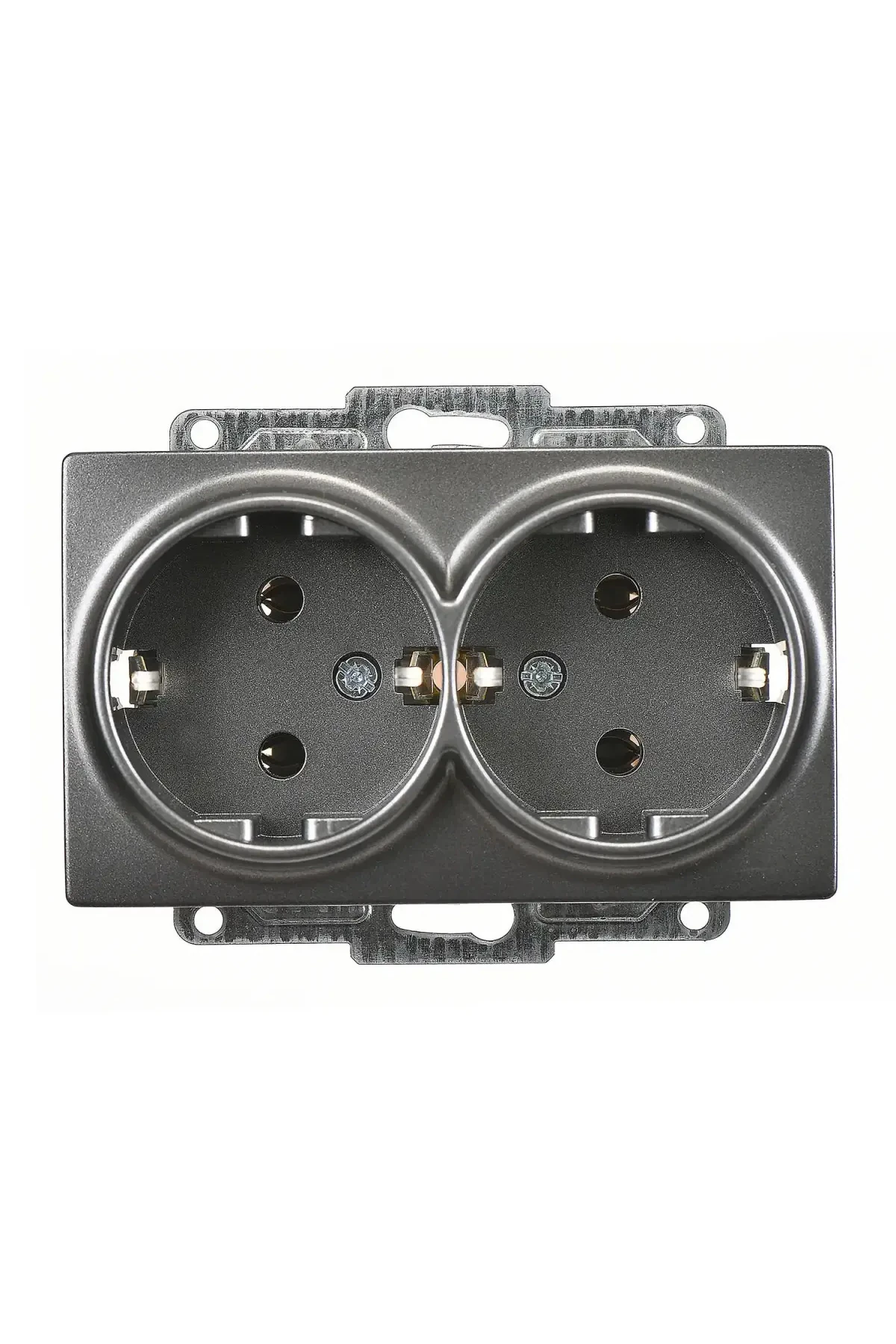 Visage İkili Topraklı Priz, Füme (Mekanizma + TuşKapak)