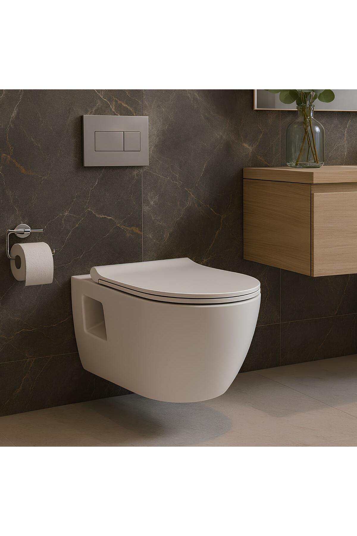 Rondo Rita Beyaz Kanalsız Açık Montaj Asma Klozet RND5516, Nkp Grande Yavaş Kapak