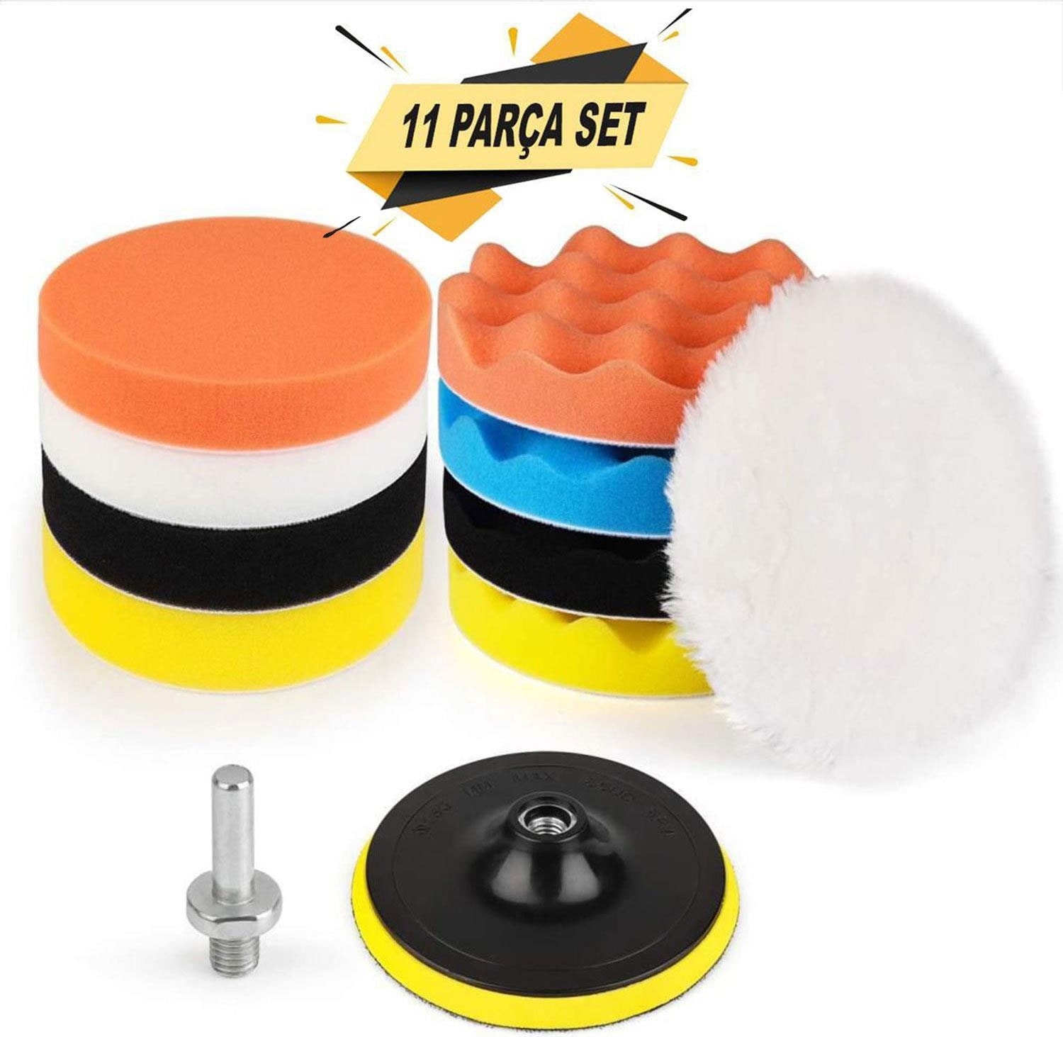 Pasta Cila Polisaj Süngeri Pedi Seti 115 mm Otomotiv Parlatıcı 11 Parça