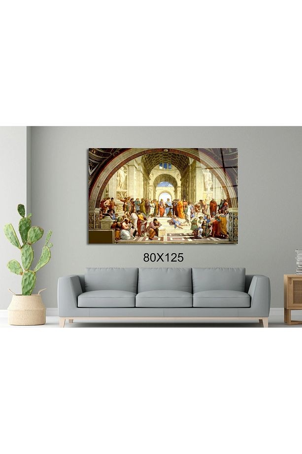 The School of Athens - Raffaello Santi Başyapıtlar Cam Tablo #PCT0576