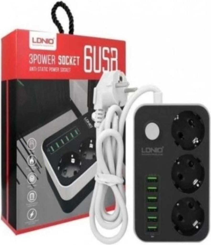 SE3631 Grup Priz 3'lü 5V 3.4A 6portlu USB Çıkışlı 1.6 M SE3631