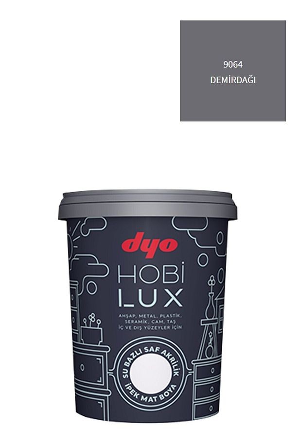 Hobilux Su Bazlı Saf Akrilik Ipek Mat Boya 0,9 Lt Hobi Boya 9064 Demirdağı