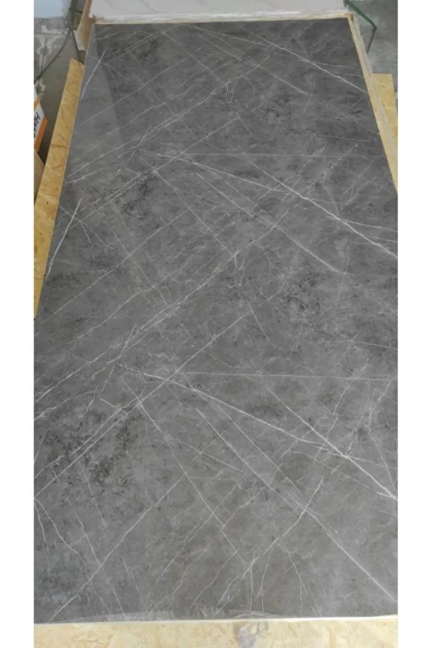 Alternatif Kaplama UV PVC Sion Gri Mermer Panel 1 Adet 60x120cm Ev Ofis Otel Duvar Kaplama Paneli