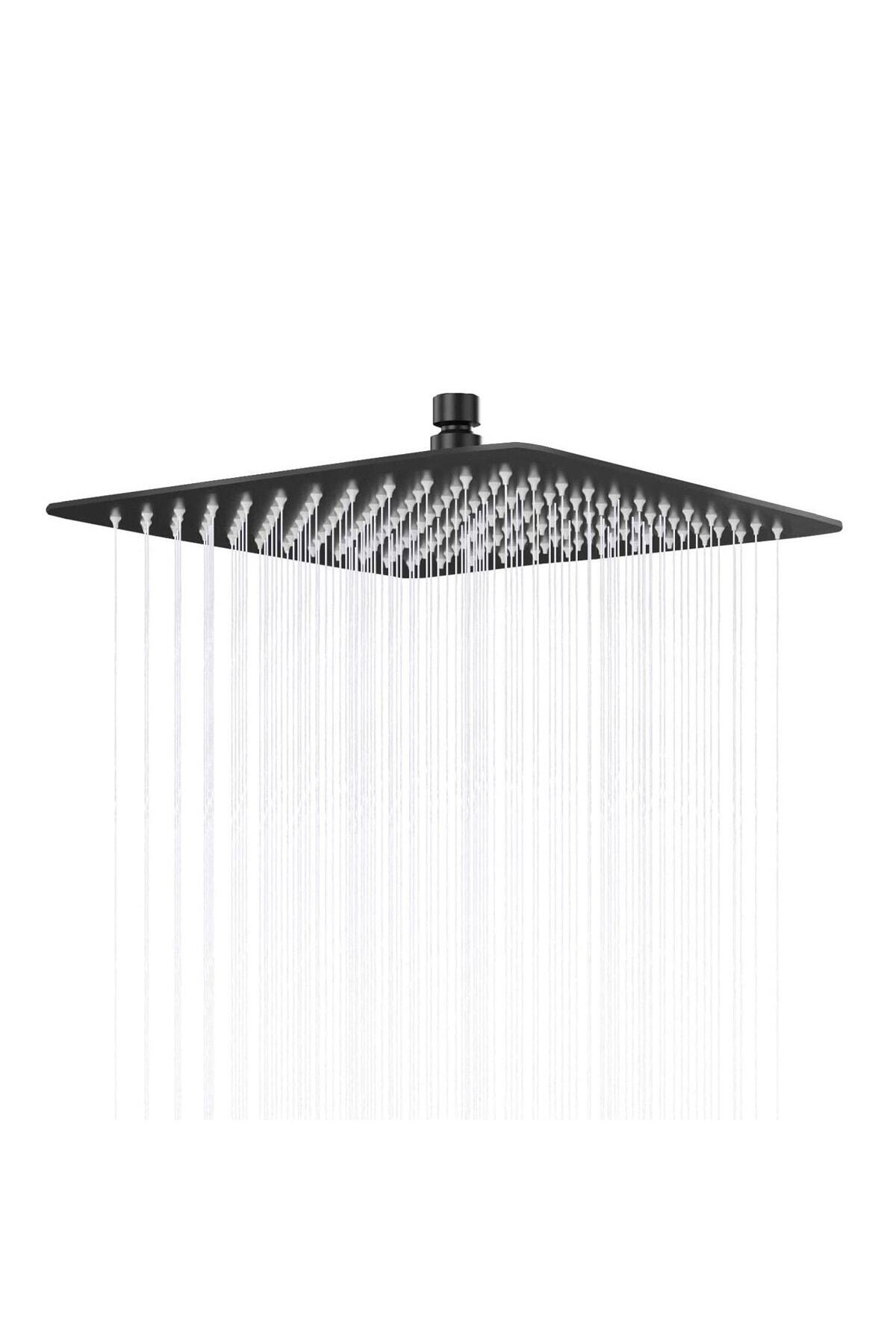 Tepe Duş Başlığı Kare Slim 304 Metal 20x20 Cm Siyah Ktd101-b