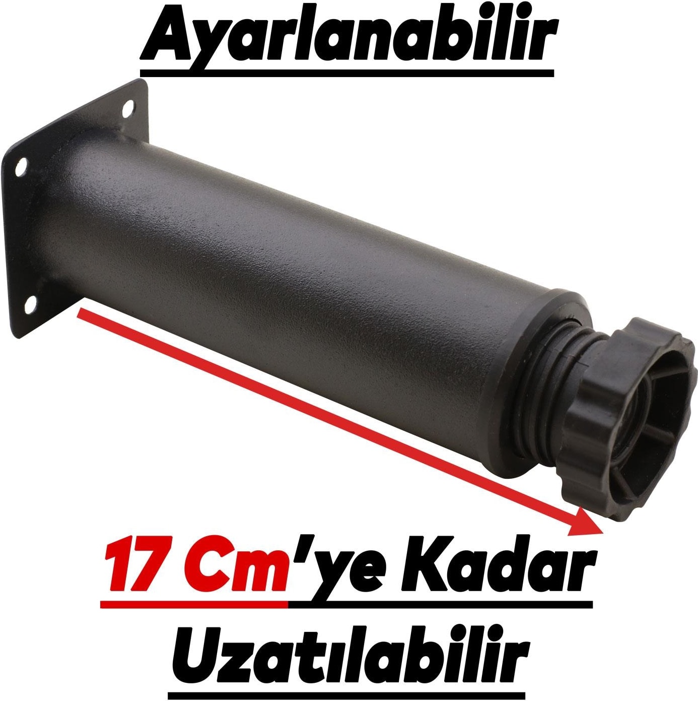 Mobilya Kanepe Baza Koltuk Metal Destek Ayağı Ayarlanabilir Siyah Ayak 15 Cm ( 4 Adet)